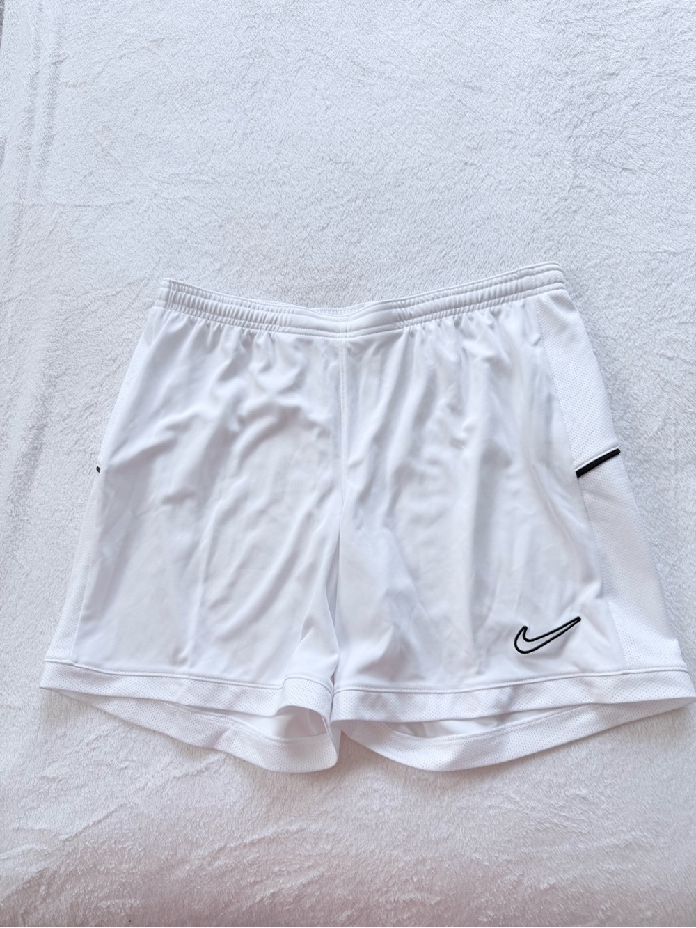 Nike Women’s White Athletic Shorts with Black Swoosh